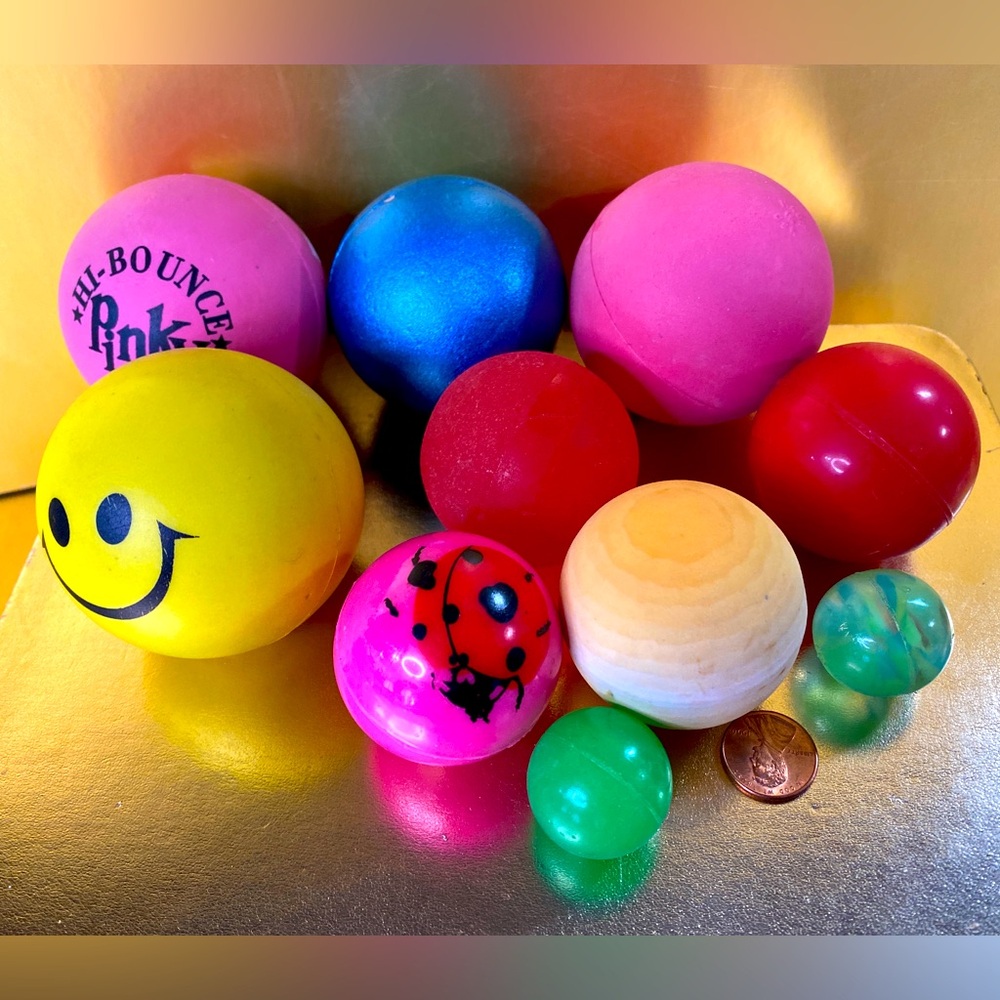 VINTAGE 90’s SMILEY FACE STRESS BALL 6 SUPER HI BOUNCE BALLS 3 BOUNCY BALLS (10)